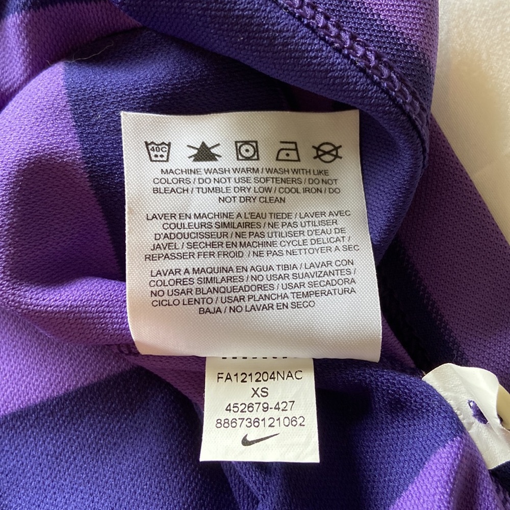 Nike Golf Tour Performance Dri-Fit. Purple on dark Blue with Pink logo. XS. EUC - Picture 9 of 9